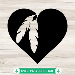 Heart Feathers SVG file for Cricut and cutting machines