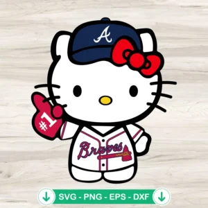 Hello Kitty Atlanta Braves svg file for cricut cutting file
