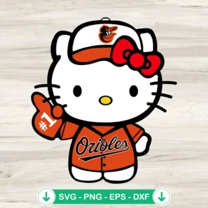 Hello Kitty Baltimore Orioles SVG file for Cricut, cutting file