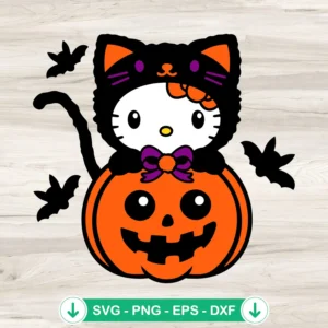 Hello Kitty Black Cat Pumpkin SVG file for cutting machines