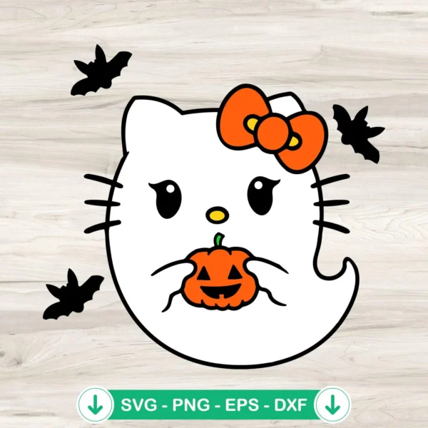 Hello Kitty Boo Ghost Pumpkin SVG file for Cricut cutting
