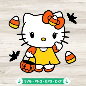 Hello Kitty Candy Corn Pumpkin SVG file for Cricut cutting machine