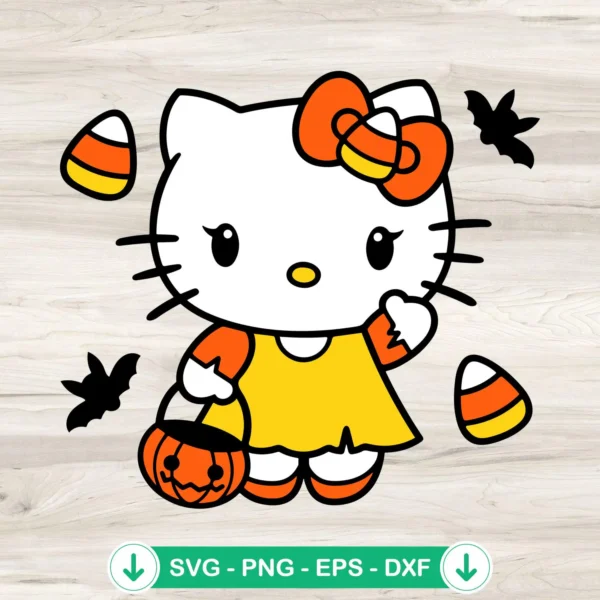 Hello Kitty Candy Corn Pumpkin SVG file for Cricut cutting machine