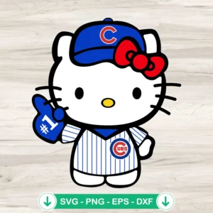 Hello Kitty Chicago Cubs svg file, cut file for Cricut