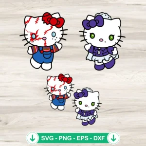 Hello Kitty Chucky and Tiffany Halloween SVG file for cutting