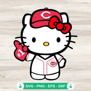 Hello Kitty Cincinnati Reds SVG file for cutting machine