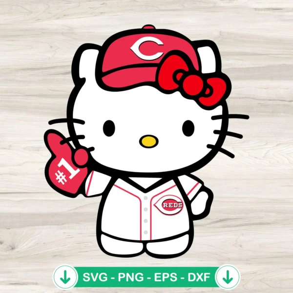 Hello Kitty Cincinnati Reds SVG file for cutting machine