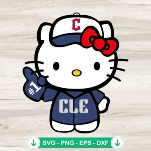 Hello Kitty Cleveland Guardians baseball svg file for cutting machines