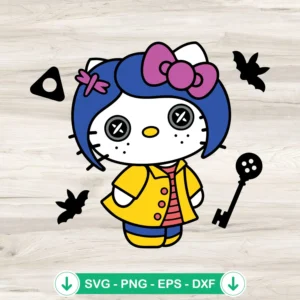 Hello Kitty Coraline Halloween SVG file for cricut cutting