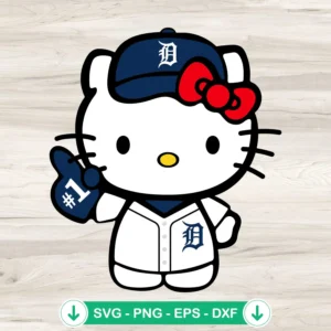 Hello Kitty Detroit Tigers SVG file for cutting machines