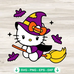 Hello Kitty Little Witch SVG file for Cricut cutting machine