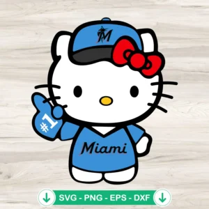 Hello Kitty Miami Marlins SVG file for Cricut cutting machine