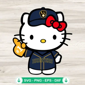 Hello Kitty Milwaukee Brewers svg file cut files for Cricut