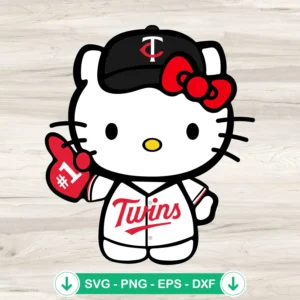 Hello Kitty Minnesota Twins SVG file for cricut cutting machine