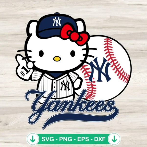Hello Kitty NY Yankees SVG file for Cricut cutting machines