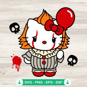 Hello Kitty Pennywise It Clown SVG file for cutting machine