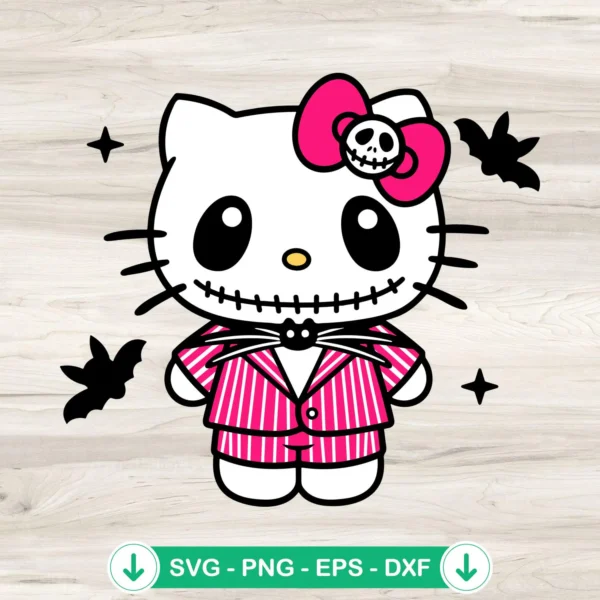 Hello Kitty Jack Skellington svg file for cricut cutting machine