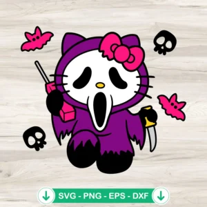 Hello Kitty Scream Ghost Face Halloween SVG file for cutting