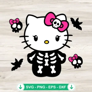 Hello Kitty Skeleton Halloween SVG file for cricut