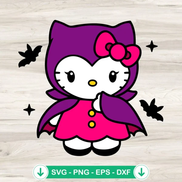 Hello Kitty Vampire SVG file for Halloween, cricut cut file