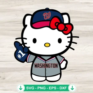 Hello Kitty Washington Nationals SVG file for Cricut cutting machine
