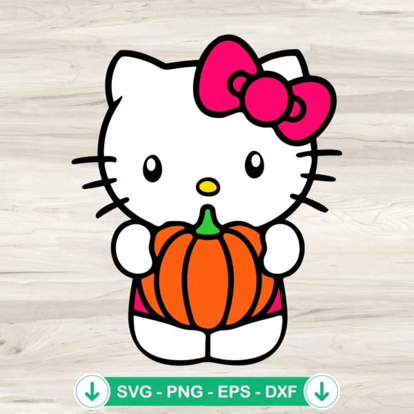 Hello Kitty with Pumpkin SVG file for cutting machines