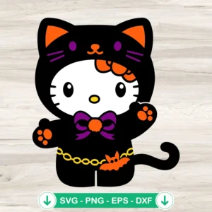 Hello Kitty Black Cat Halloween SVG file for cricut