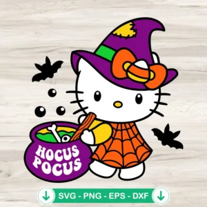Hocus Pocus Hello Kitty Halloween svg file for Cricut cut file