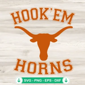 Hook Em Horns SVG file for Texas Longhorns football, cricut svg, cutting file