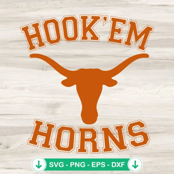 Hook Em Horns SVG file for Texas Longhorns football, cricut svg, cutting file