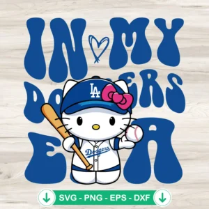 In My Dodgers Era SVG file, Hello Kitty Dodgers cutting file