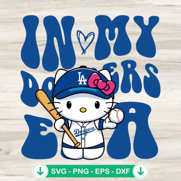 In My Dodgers Era SVG file, Hello Kitty Dodgers cutting file