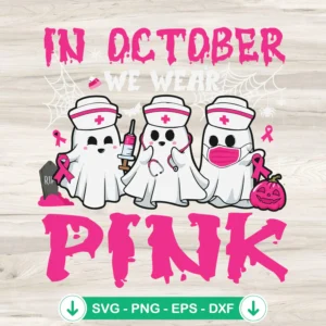 Nurse Ghosts SVG file for Halloween and Breast Cancer Awareness