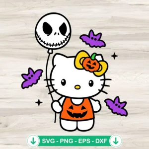 Jack Balloon Hello Kitty Halloween SVG file for Cricut