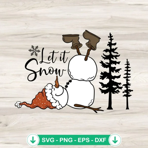 Let It Snow SVG file for holiday crafts, snowman cut file