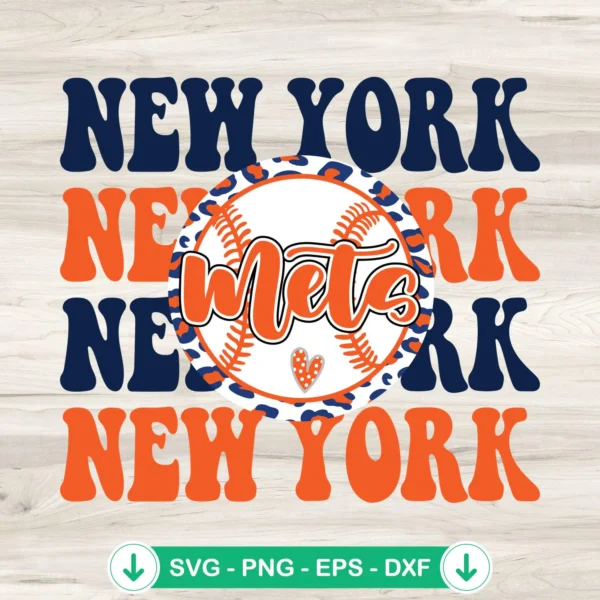 Mets Baseball Leopard SVG file for Cricut cutting machines