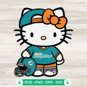 Miami Dolphins Hello Kitty svg file for Cricut cutting machine