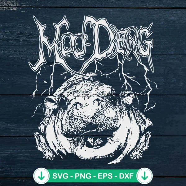 Moo Deng svg file for rock metal theme, cricut cutting file