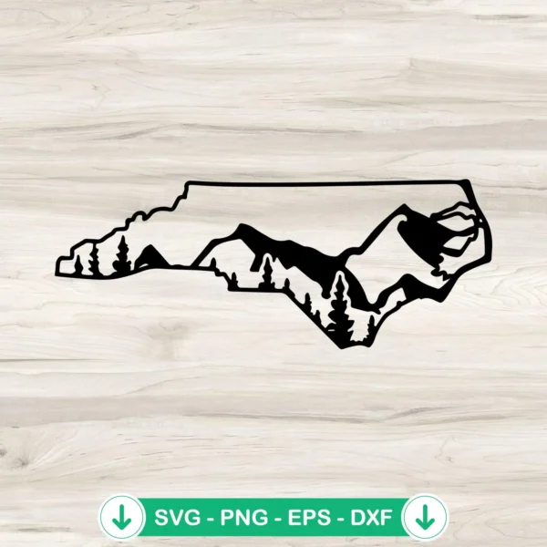 North Carolina state mountain and trees SVG file for Cricut