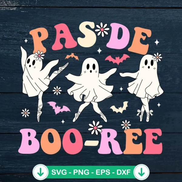 Pas De Boo-rée SVG file of a ballet dancer ghost Halloween design