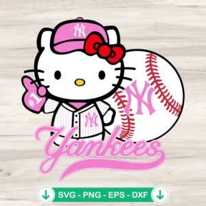 Pink Hello Kitty New York Yankees svg file for cutting machine