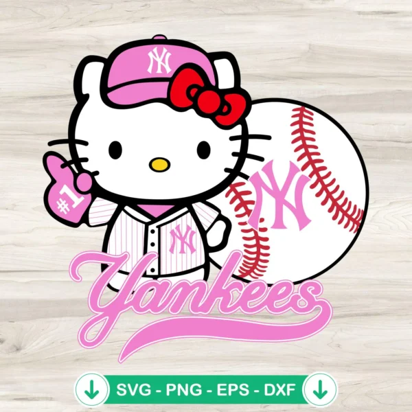 Pink Hello Kitty New York Yankees svg file for cutting machine
