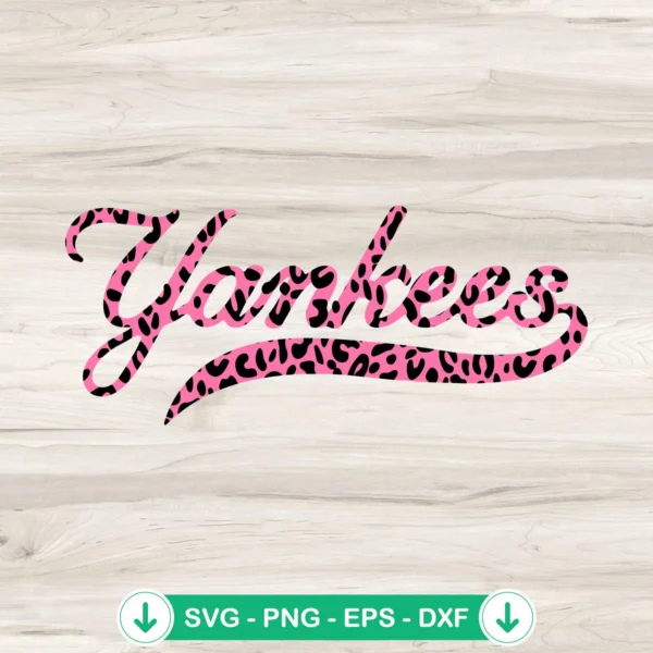 Pink Leopard Yankees SVG file for Cricut cutting machine