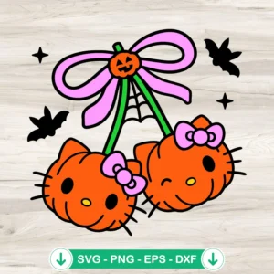 Pumpkin Cherry Hello Kitty SVG file, cricut cutting file