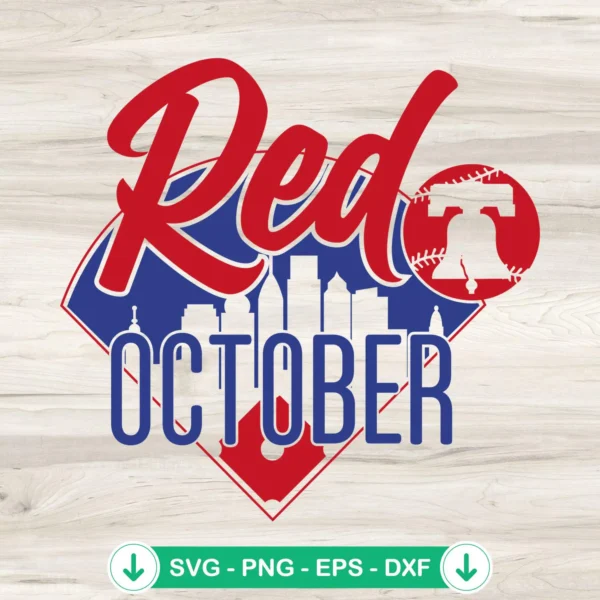Red October SVG file for Phillies baseball theme, cricut svg cutting file
