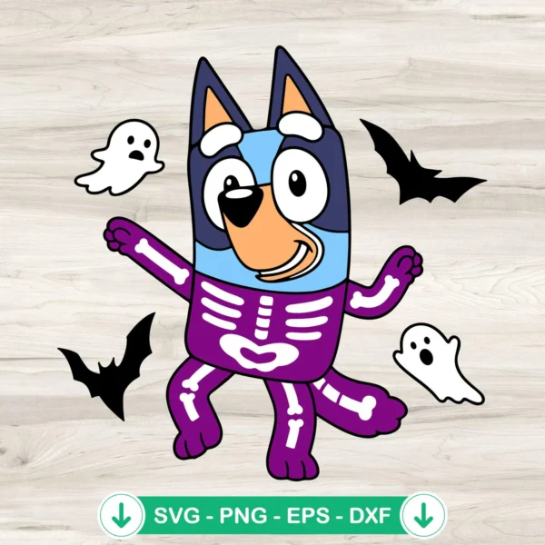 Skeleton Bluey Halloween SVG file for cutting machines