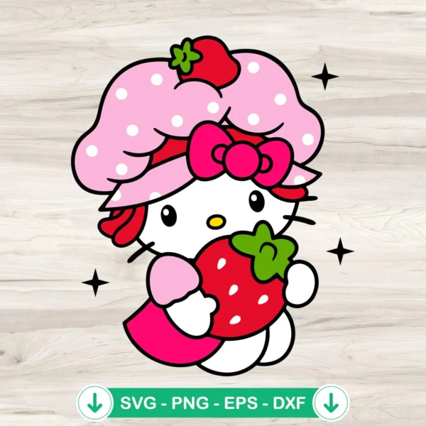 Strawberry Shortcake Hello Kitty svg file for cutting machines
