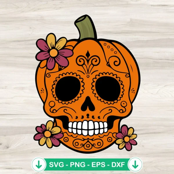 Sugar Skull Pumpkin SVG file for cutting machine