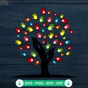 Tree With Colorful Hand SVG file for cricut and cutting machine