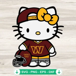 Washington Commanders Hello Kitty svg file, cricut svg cutting file